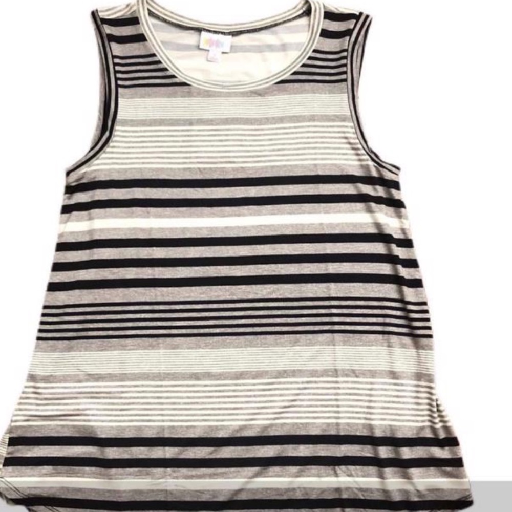 LuLaRoe Striped Cocoa Tank Top - Black and Gray, XL